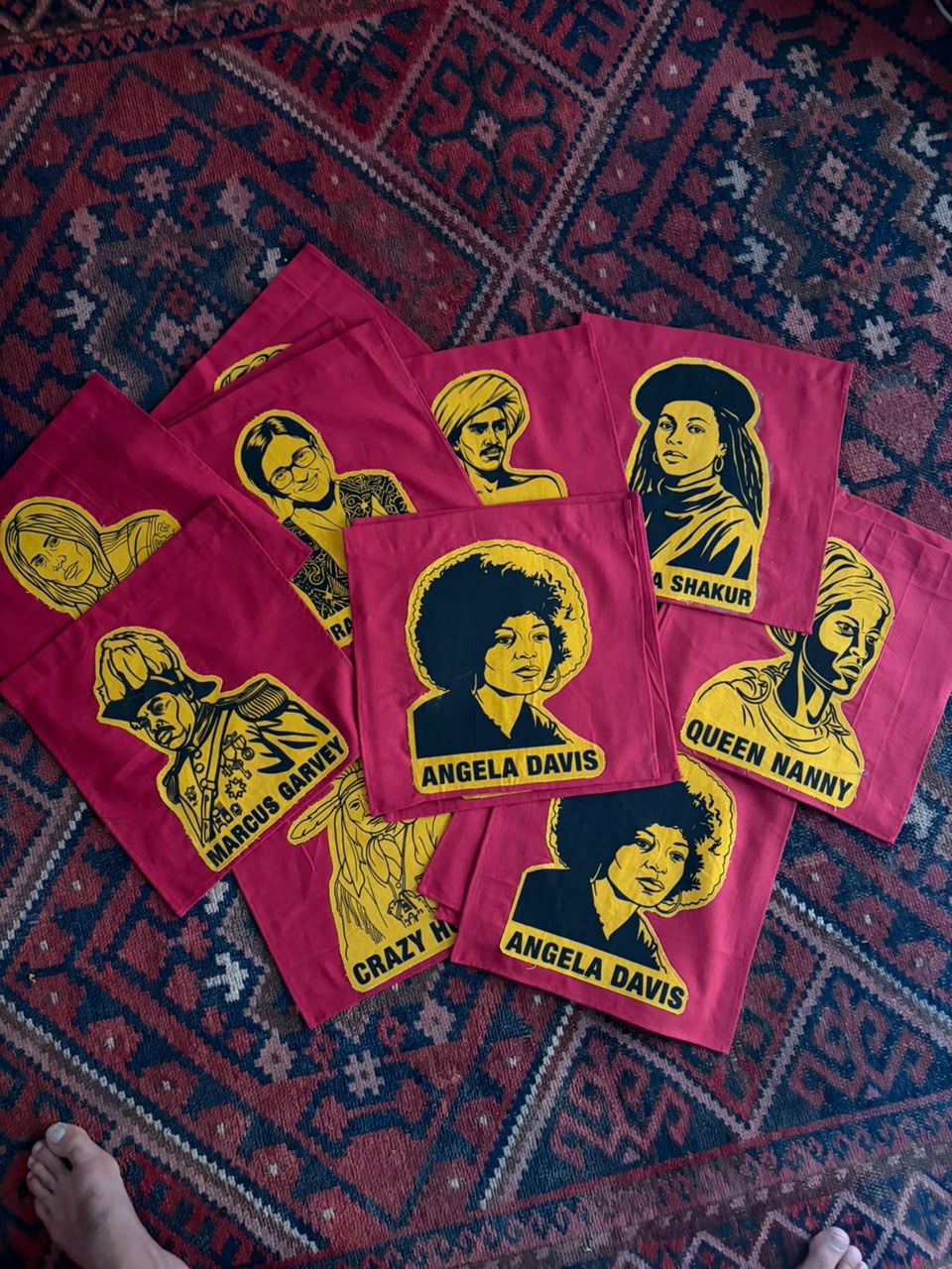 Hand-crafted Ghost Dancers bunting, freedom-fighter designs on cloth (1 of 2)